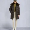 Belle Dune lång shearling-trim pufferjacka