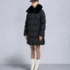 Belle Dune lång shearling-trim pufferjacka