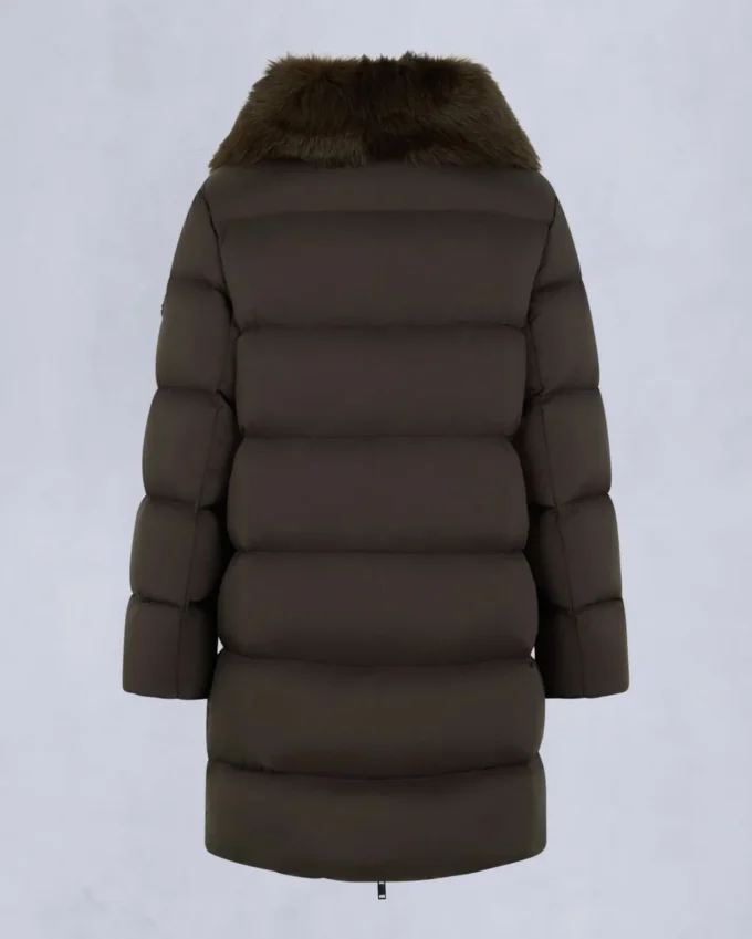 Belle Dune lång shearling-trim pufferjacka