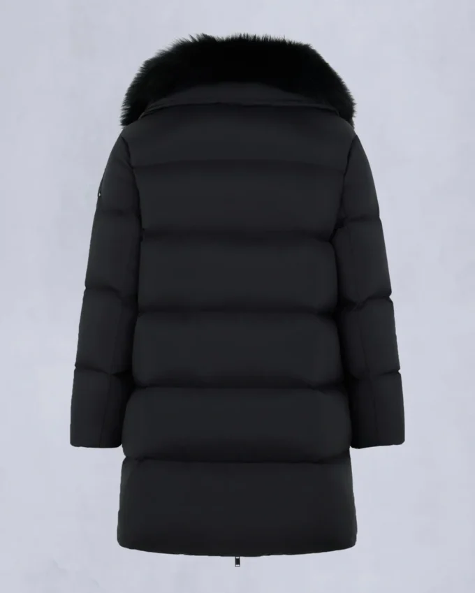 Belle Dune lång shearling-trim pufferjacka