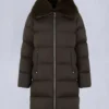 Belle Dune lång shearling-trim pufferjacka