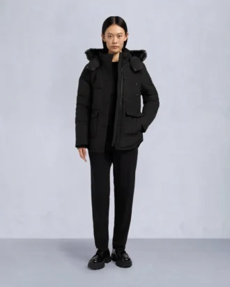 Onyx Anguille Shearling Trim Jacket