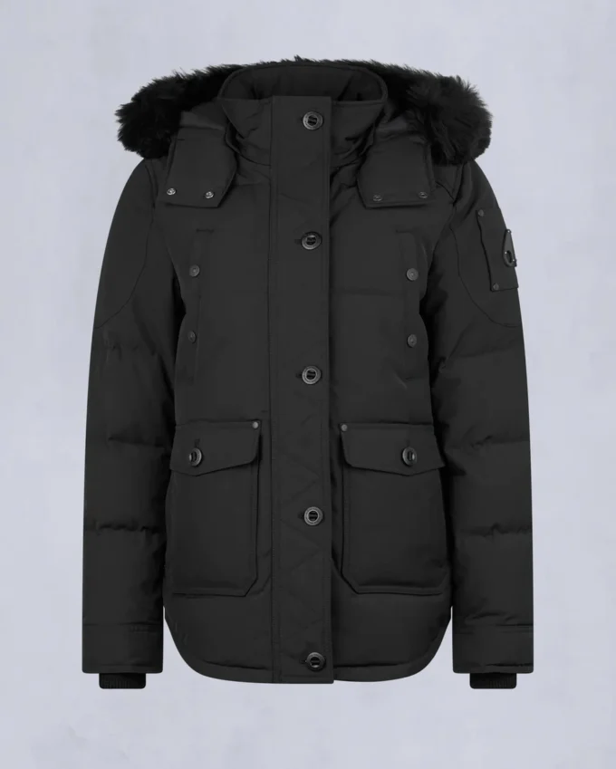 Onyx Anguille Shearling Trim Jacket