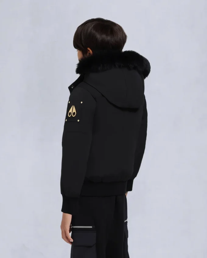 Unisexbomberjacka för barn med originalfårskinnskant